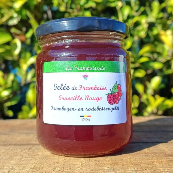 Pot de gelée framboise-groseille des Ateliers de la Framboiserie